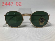 Ray-Ban RB3447 Round Metal Glod Frame Mirror Dark Green Lenses Sunglasses