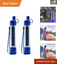 Emergency Water Filtration Straws - 2 Pack, Compact & Lightweight Survival Gear