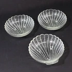 Set of 3 Vintage Anchor Hocking Clear Glass Shell Salad Serving Bowls