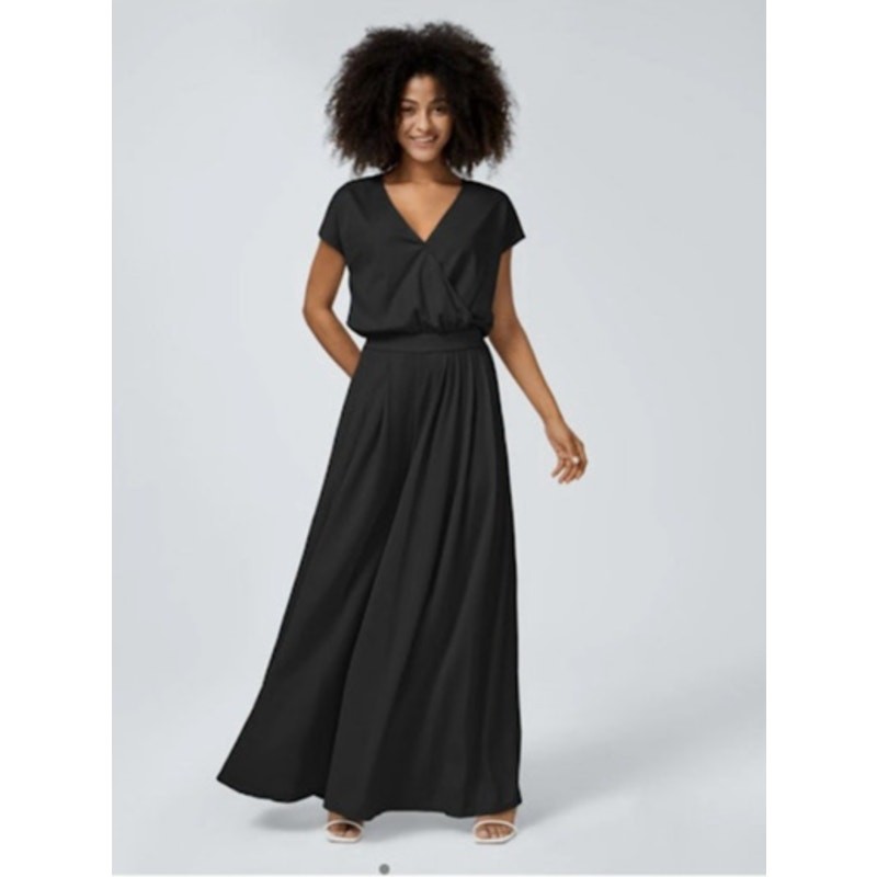 Halara V-Neck Short Sleeve Jumpsuit with Side Pockets - Flowy Waffle Wide Leg Design NWT