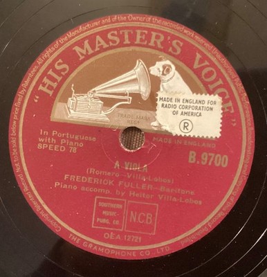Frederick Fuller   78 rpm HMV B9700: VILLA LOBOS A Viola/Cantinella No 3; V+ con