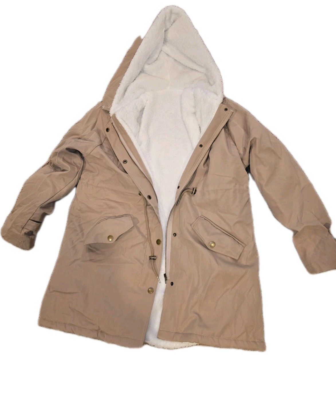 Women's Warm Lightweight  Jacket w/ Drawstring Waist,  w/o Fur Trim Hood. Medium