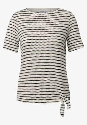 CECIL gestreiftes Ajour Shirt in der Farbe Light Beige - Bild 1 von 4