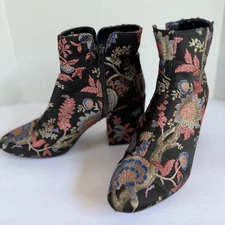 Target Floral Booties Black Size 8.5