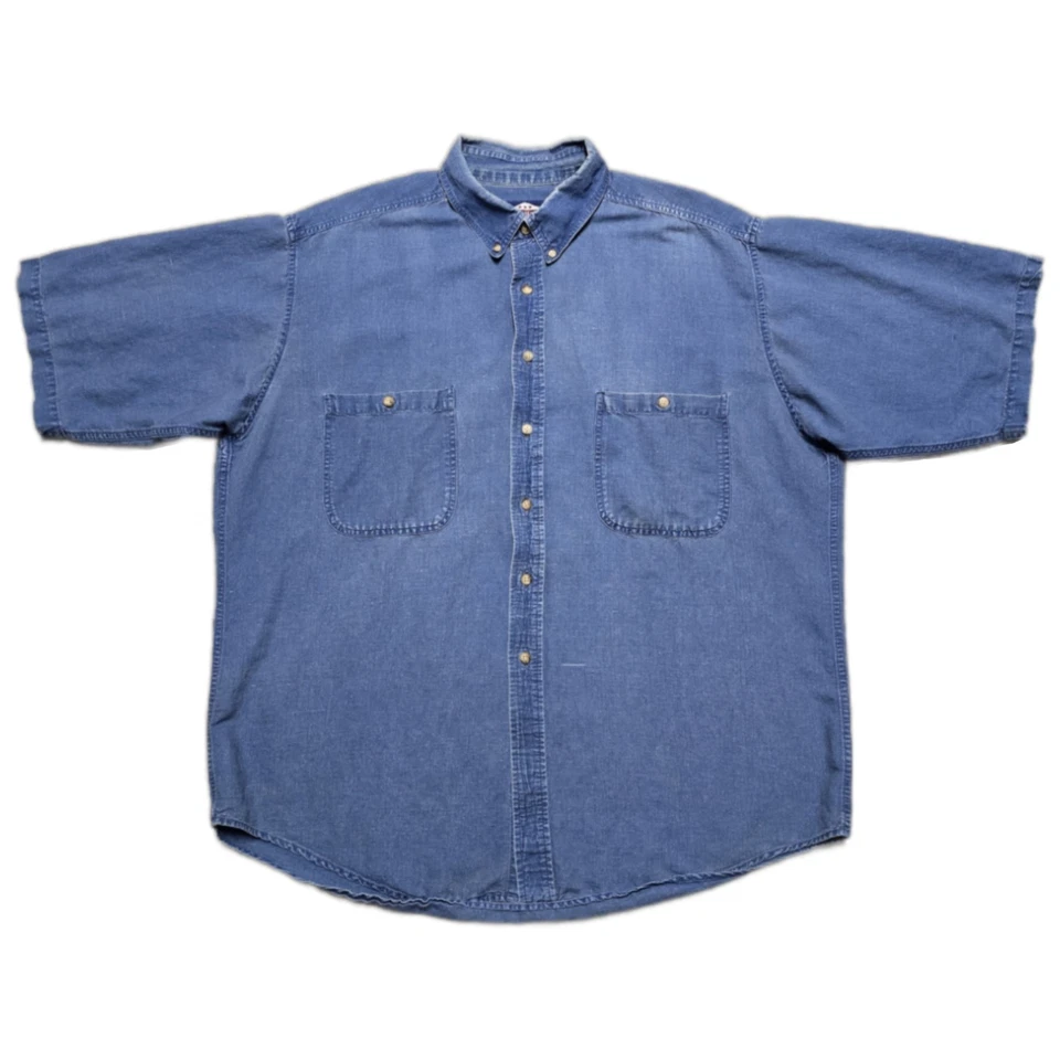 Camisa Denim Cambray Manga Corta Talla XL De Colección Años 90 Talla XL Foto 2 de 4