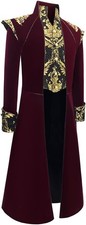 Men's Steampunk Medieval Tailcoat Jacket Victorian Gothic Medium, Wine Red