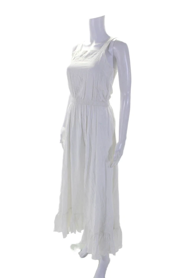 Espléndido Maxi Vestido Solero Para Mujer Cuello Cuadrado Sin Mangas Blanco Talla XS Foto 2 de 4