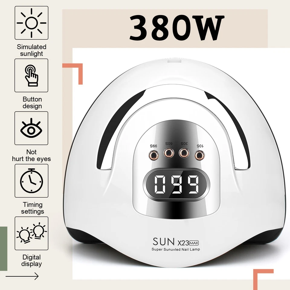 Secador de Uñas 380W Lámpara LED Luz UV Esmalte Gel Máquina de Curado Manicura Eléctrica Foto 3 de 4