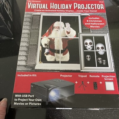 Virtual Holiday Projector with USB Port, Screen Remote, & Tripod - New