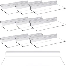 10 Pack 4 x 10 Inch Slatwall Shelves Hanging Accessories Clear Slatwall Shelf...