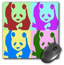 3dRose Colorful Pandas - Fun Animal Art MousePad