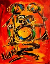 DRUMS  ART  ABSTRACT  stretched  PAINTING CANVAS ART CONTEMPORARY UArvSC