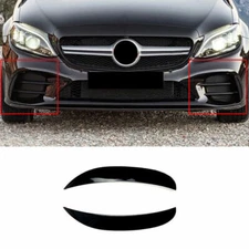 W205 ABS Black Front Bumper Canards Lip Splitter Fins For 2019-2021 Benz C-Class