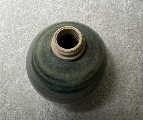 Glazed Pottery Soap Lotion Dispenser Blue Handmade - Picture 3 of 9