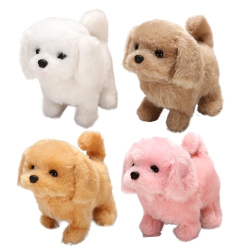 Walking & Wagging Dog Fluffy Plush Puppy with Barking Sounds Electronic Pet Toy