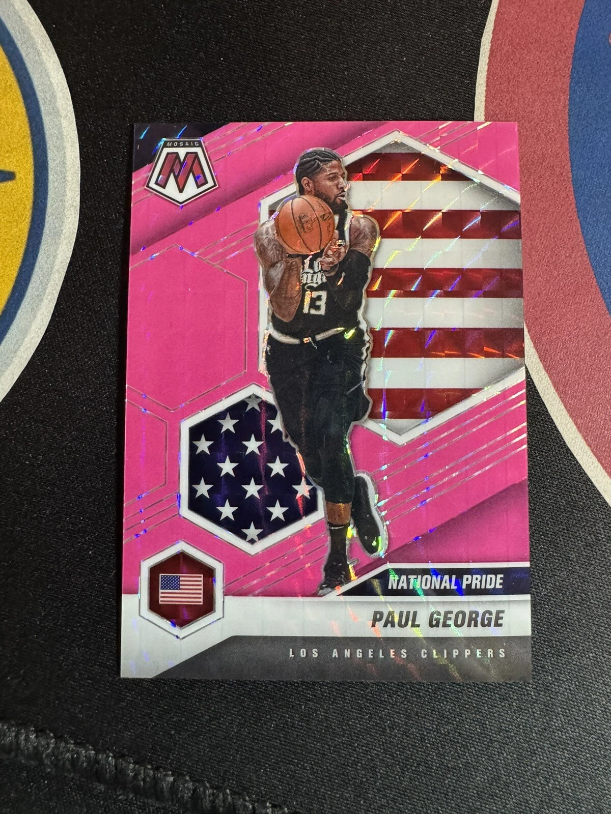 Prizm Mosaic Basketball 05/10 Paul George 2020-21 Pink Fluorescent #255 SSP