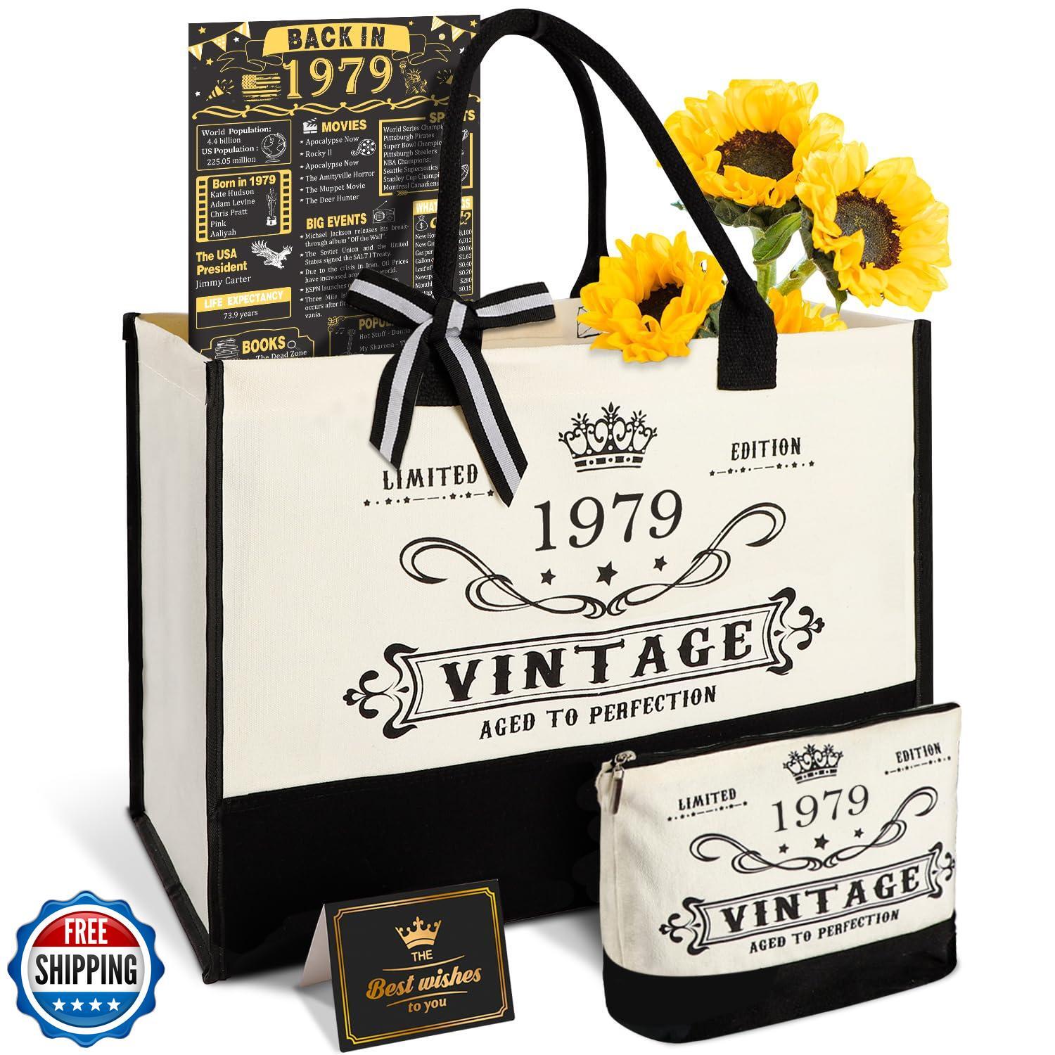 46th Birthday Gifts for Women Canvas Tote Bag Travel Gear, Unique 46 Years Ol
