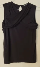 INC International Concepts Women's Black Crisscross Cutout Top Size Medium