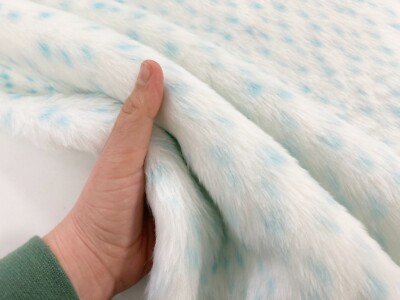 Kunstfell Stoff Blau Schnee Monster Türkis Punkte Luxus Kurzflor Schneiderei