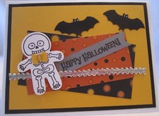 Handmade HALLOWEEN Card Skeleton w Bats Blank Inside U Choose How Many