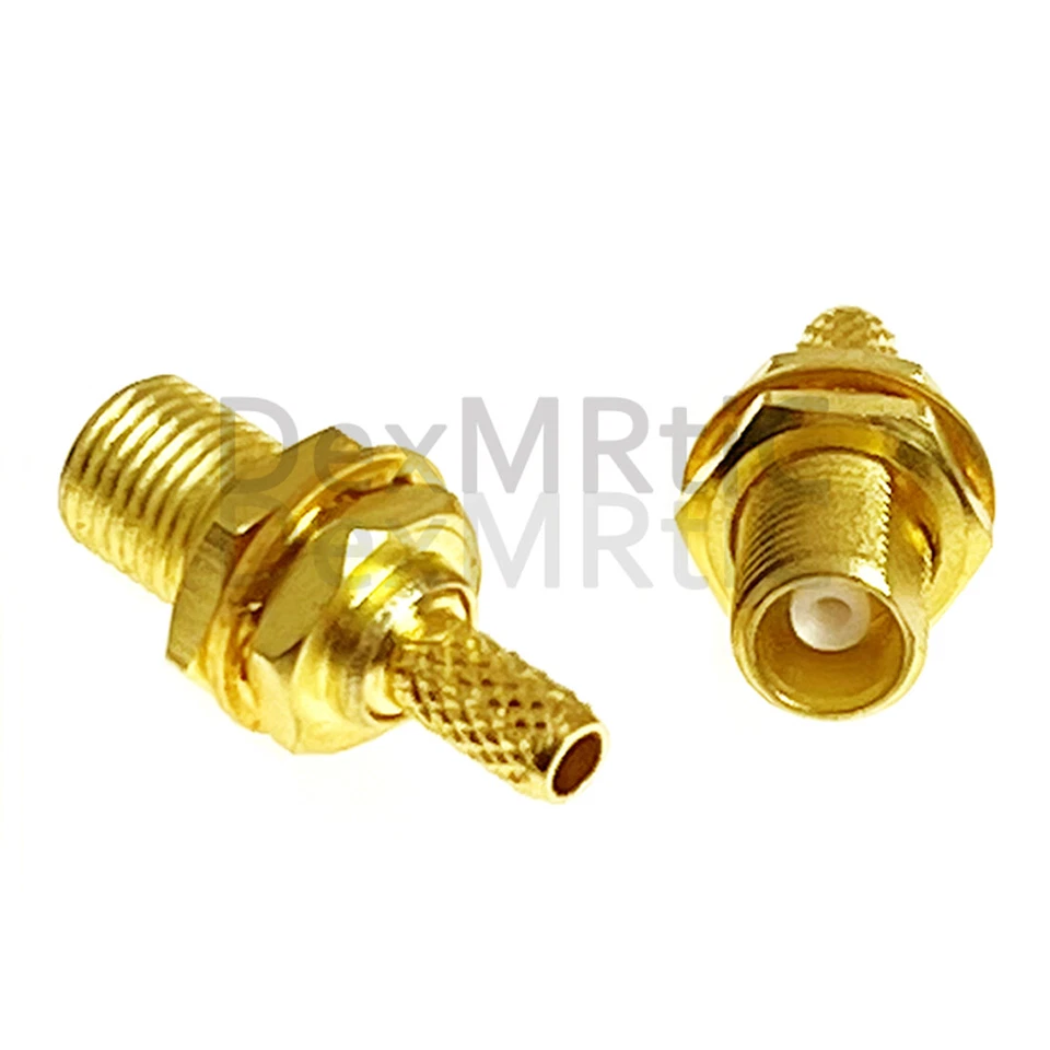 1PC MCX female nut bulkhead connector  crimp for RG316 RG174 cable goldplated  - Image 3 of 4