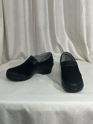 Alegria Shoes Eryn Anise Baby Tumble Clogs Black Textured Career Comfort Size 38