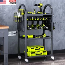 Power Tool Organizer - 4 Tier Rolling Tool Cart with 8-12 Drill Holder,Tool Stor
