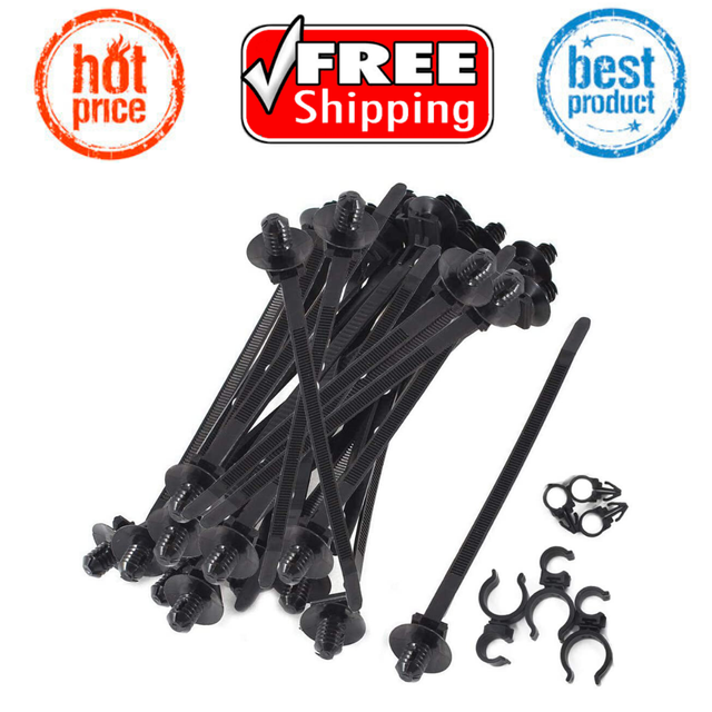 50pcs Fir Tree Nylon Push Mount Cable Zip Tie Fasteners 8.3" x 0.18