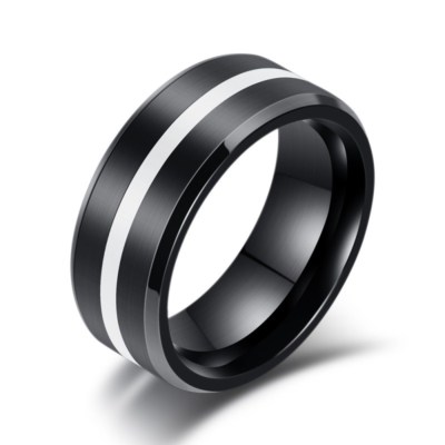 8mm Men's Black Wedding Bands Titanium Steel White/Green/Purple/Pink Enamel Ring