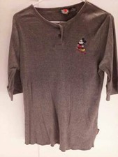 Mickey Unlimited Kids Unisex Knit Shirt Gray Half Sleeve Embroidered Ribbed L