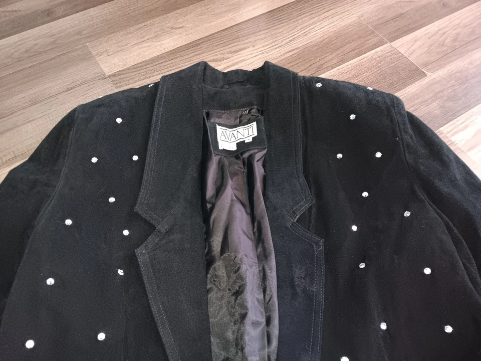 VTG AVANTI Genuine suede men M-size black blazer rhinestones decorated jacket - Image 3 of 4