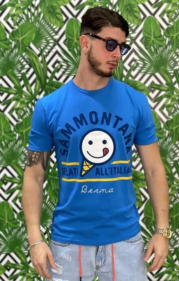 T SHIRT UOMO LOGO BERNA SAMMONTANA IN COTONE COLORE CIELO -SALDI DA €. 35 |  eBay