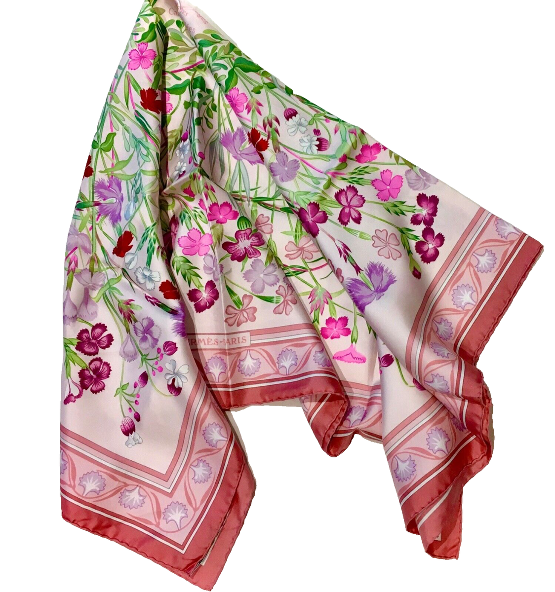 Authentic Hermes, New silk scarf in Box+Ribbon+shopping bag, “  CARYOPHYLLEES “ - Main Image