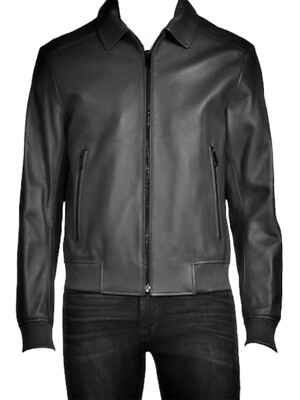 Murano Black Genuine Luxury Lamb Skin Leather Jacket Men's