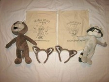 LOT Great Wolf Lodge 15" Plush Wiley Wolf  Oliver Racoon, Backpacks, Wolf Ears