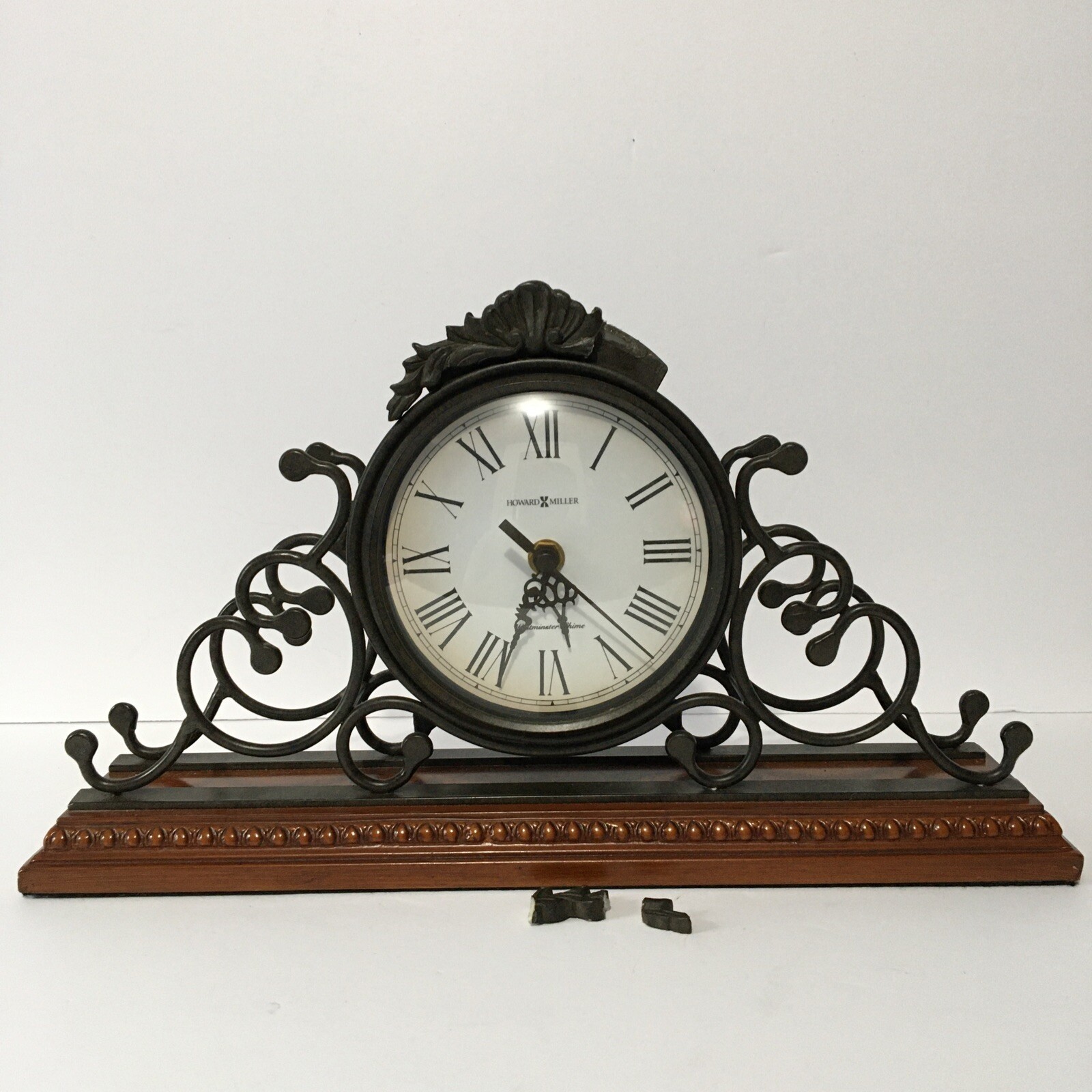 Howard Miller Adelaide Chiming Quartz Mantel Clock Wrought Iron and