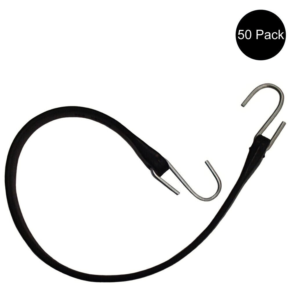 (50) 21" Black RUBBER TARP STRAPS Flatbed Truck Trailer Bungee Cord