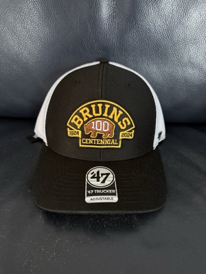 Boston Bruins  47 Brand Trophy Up Black Centennial 100th Stretch Fit NHL Cap Hat