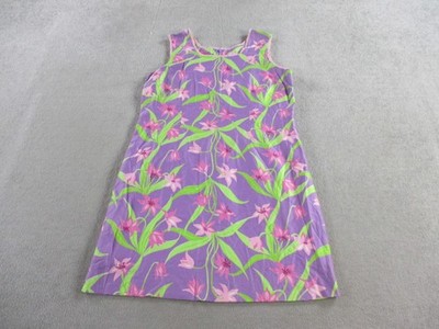 Lilly Pulitzer Dress Womens 12 Purple Green Floral Lilly Print Shift Vintage