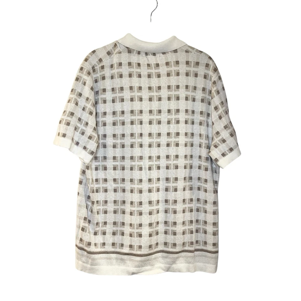 Abercrombie & Fitch Cream Border Stripe Button Sweater Polo Knit Collared Top L - Image 3 of 4