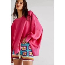 Free People Easy Street Pink Women s Oversized Tunic Sweater Sz XS
