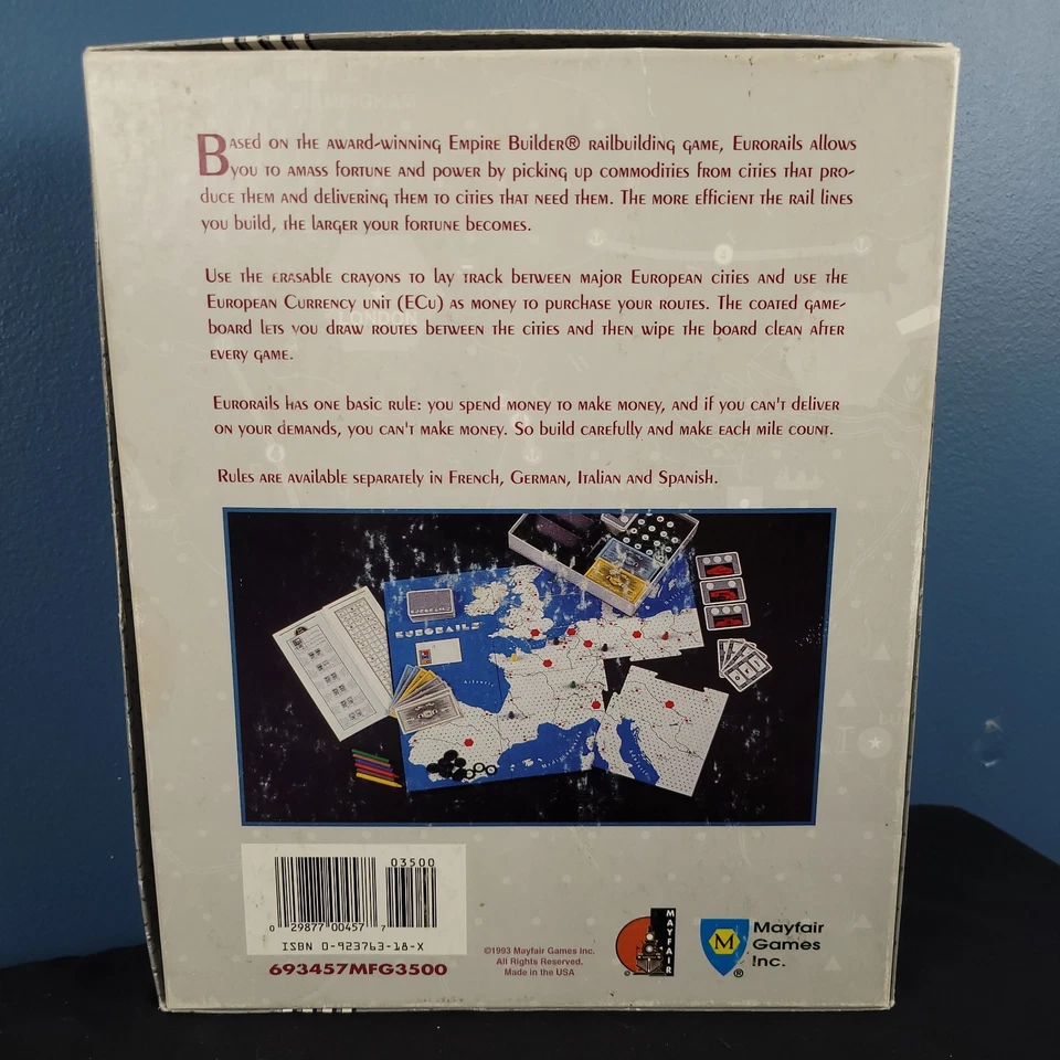 EURORAILS European Railbuilding Board Game 457 Mayfair 1993 no gameboard/crayons - Image 2 of 4