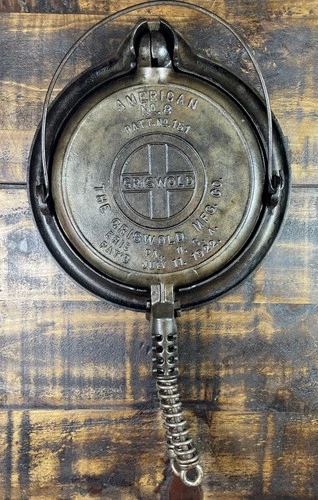Griswold Waffle Iron No. 8 Antique Cast Iron Waffle Maker With Base Year 1922