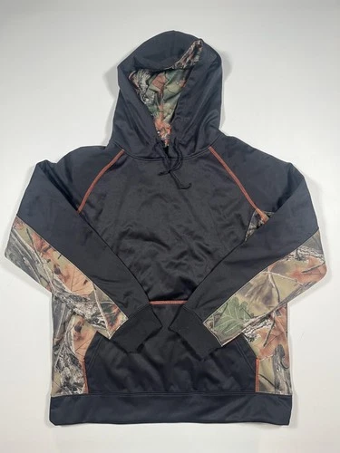 Trailcrest Hoodie Sweatshirt Mens Medium Black Camo Fleece Pullover Hunting - product listing photo