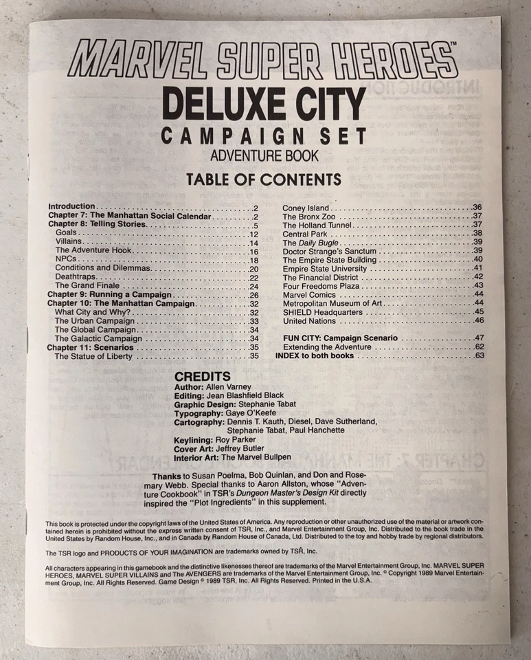 TSR Marvel Super Heroes Deluxe City Campaign Set + Mapa Avanzado y Mapa Básico Foto 2 de 4