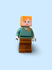 LEGO Minecraft Alex Mini-fig min017 Retired Orange Hair, Green Shirt, Brown Legs