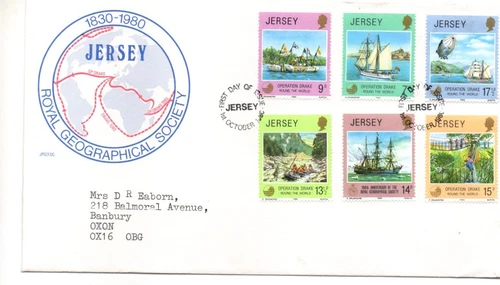 1981 JERSEY - ROYAL GEOGRAPHICAL SOCIETY 150 YEARS FDC FROM COLLECTION N10