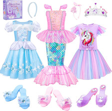 Princess Dress up for Girls Age 3 4 5 6, Dress up Clothes with Shoes Toy, Birthd
