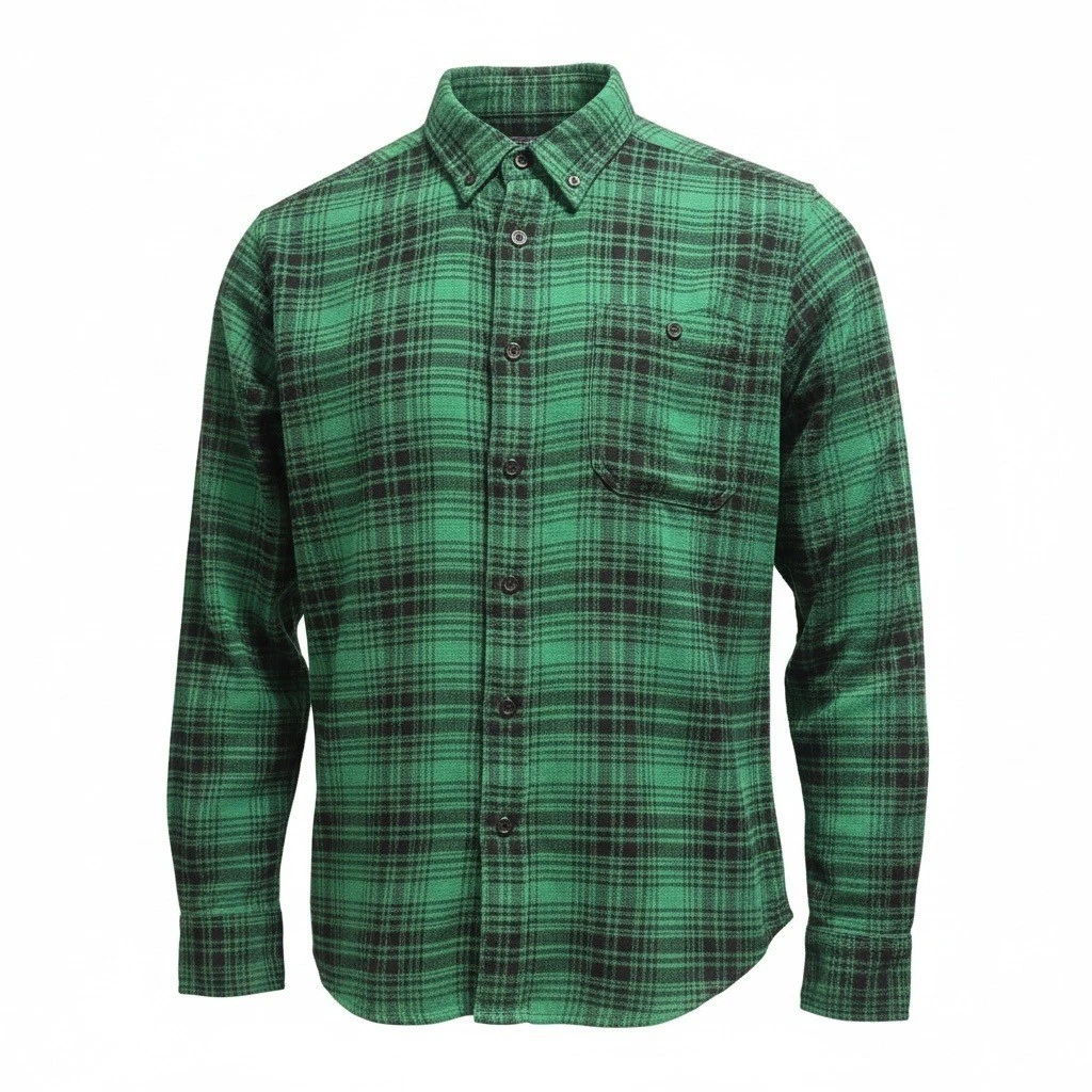 Woolrich Plaid Flannel Shirt Men M Long Sleeve Green Black Lumber Jack Outdoors