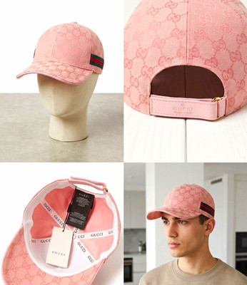 Gucci GG Monogramm Baseballkappe Rosa Canvas Baumwolle verstellbar Einheitsgröße